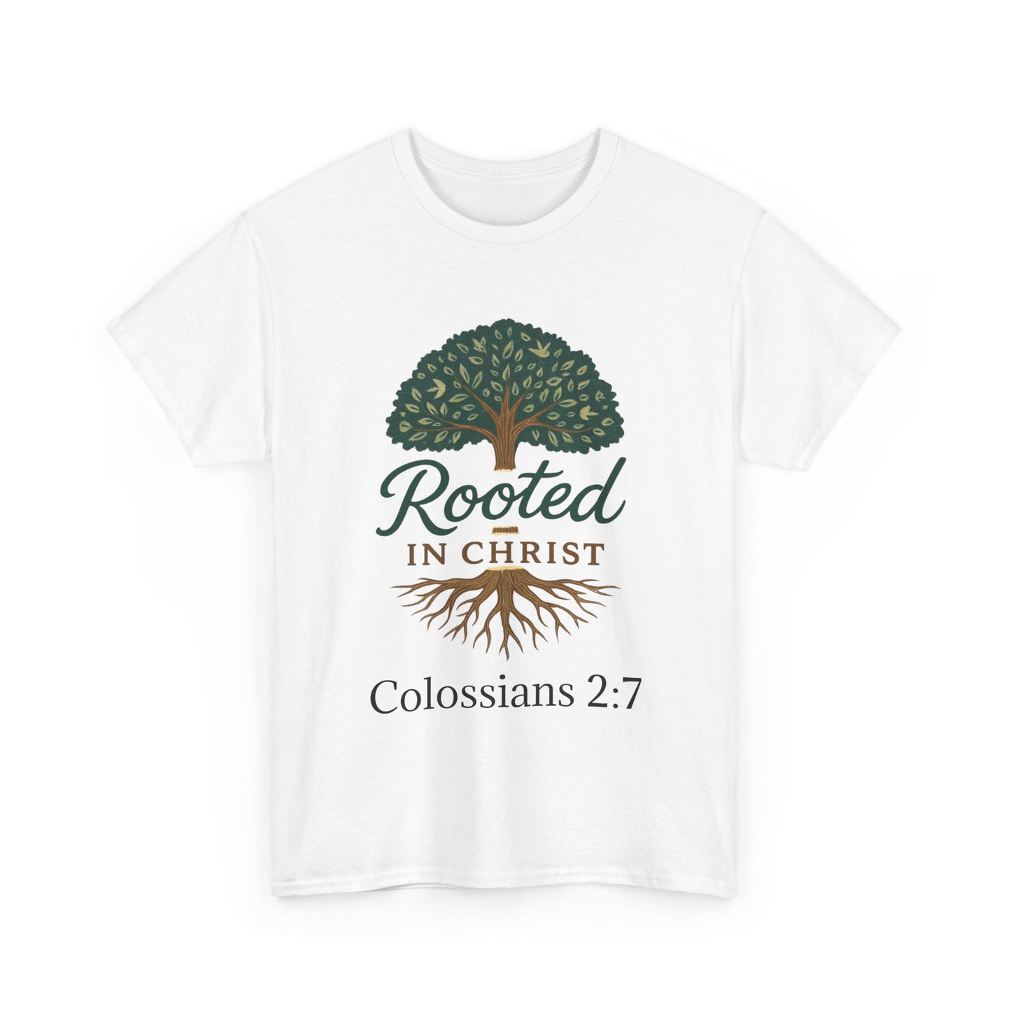 "Rooted in Christ" Tee - Unisex Heavy Cotton Shirt, Christian Apparel, Faith-Based Gift
