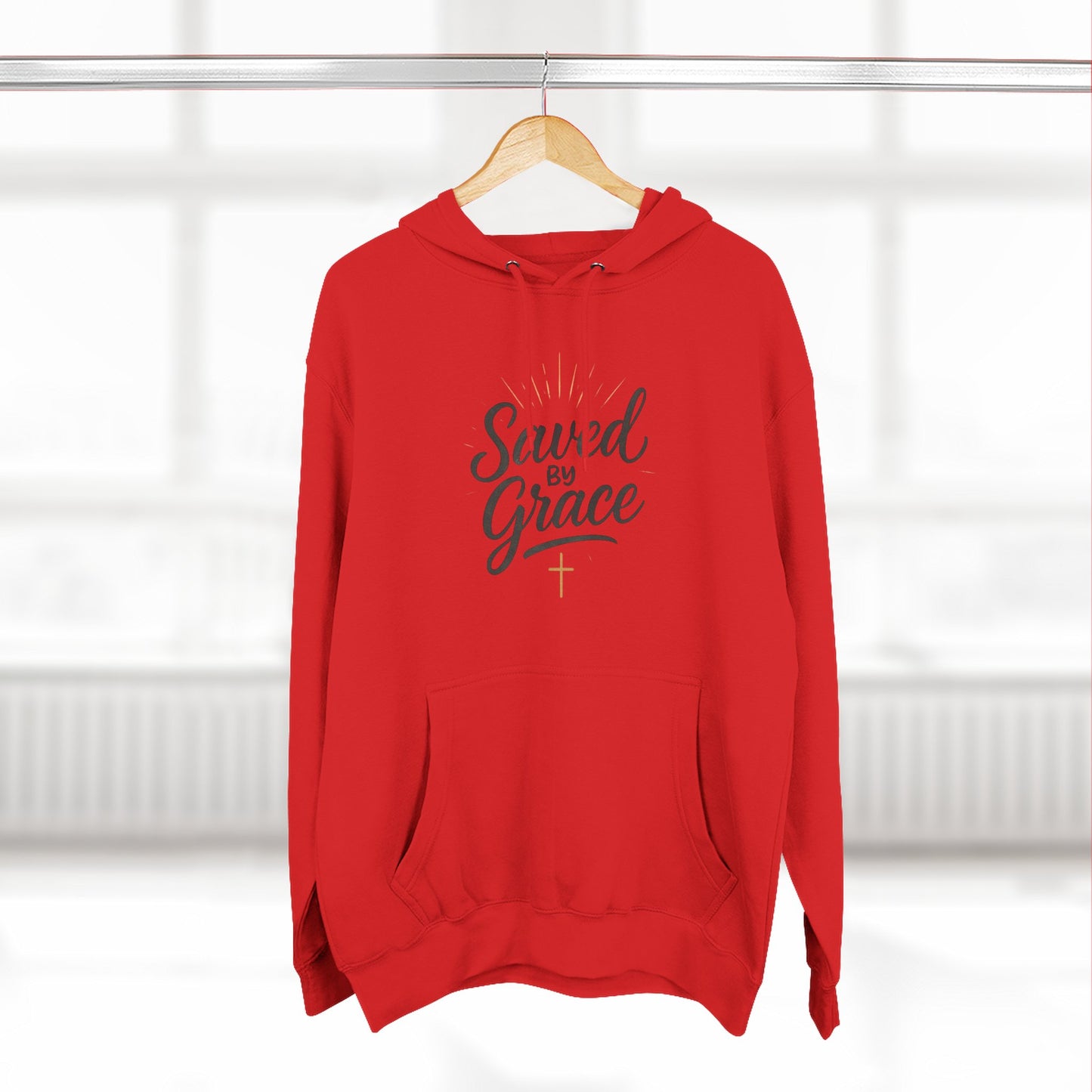 "Saved by Grace" Fleece Hoodie | Faith-Inspired Hoodie | Inspirational Sweatshirt, Christian Gift, Cozy Pullover, Spiritual Wear