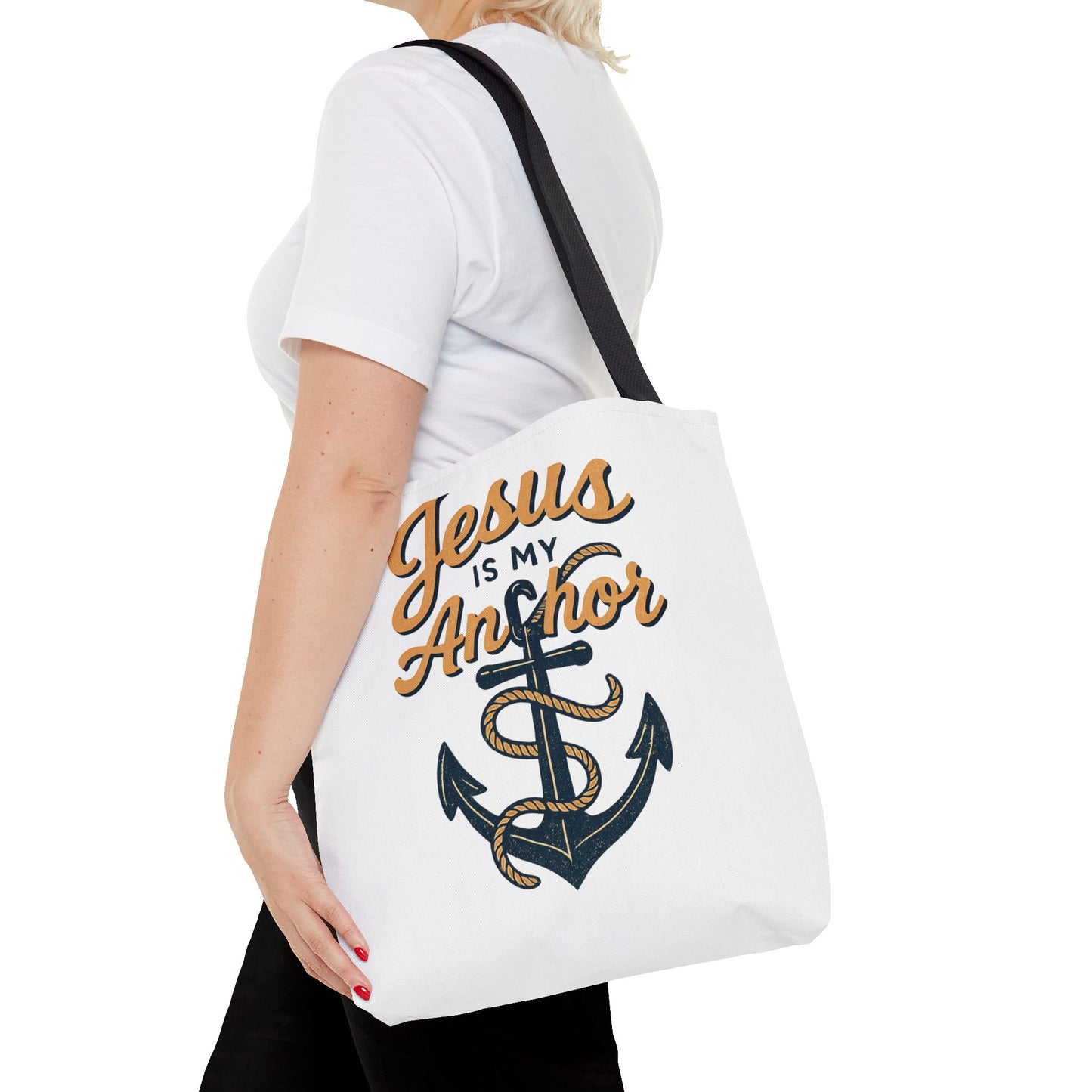Nautical Tote Bag, "Jesus is My Anchor", Christian Gift, Faith-Inspired Bag, Beach or Everyday Use, Religious Themed Accessory