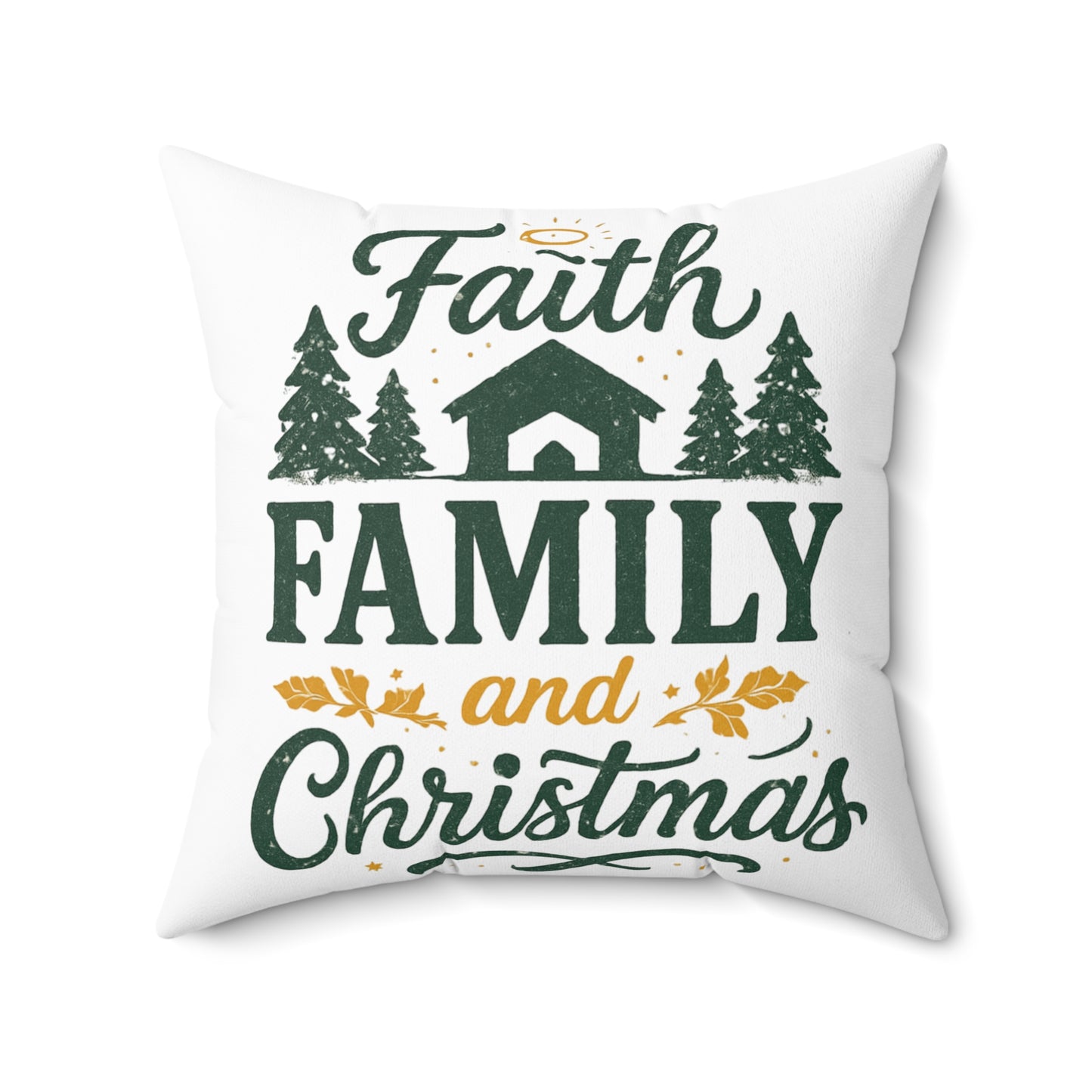 Festive Faith Family Christmas Pillow