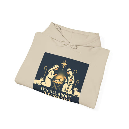 "It's all about Jesus" - Christian Hooded Sweatshirt, Unisex Cozy Hoody for Jesus Lovers, Perfect for Faith, Holidays, and Everyday Wear