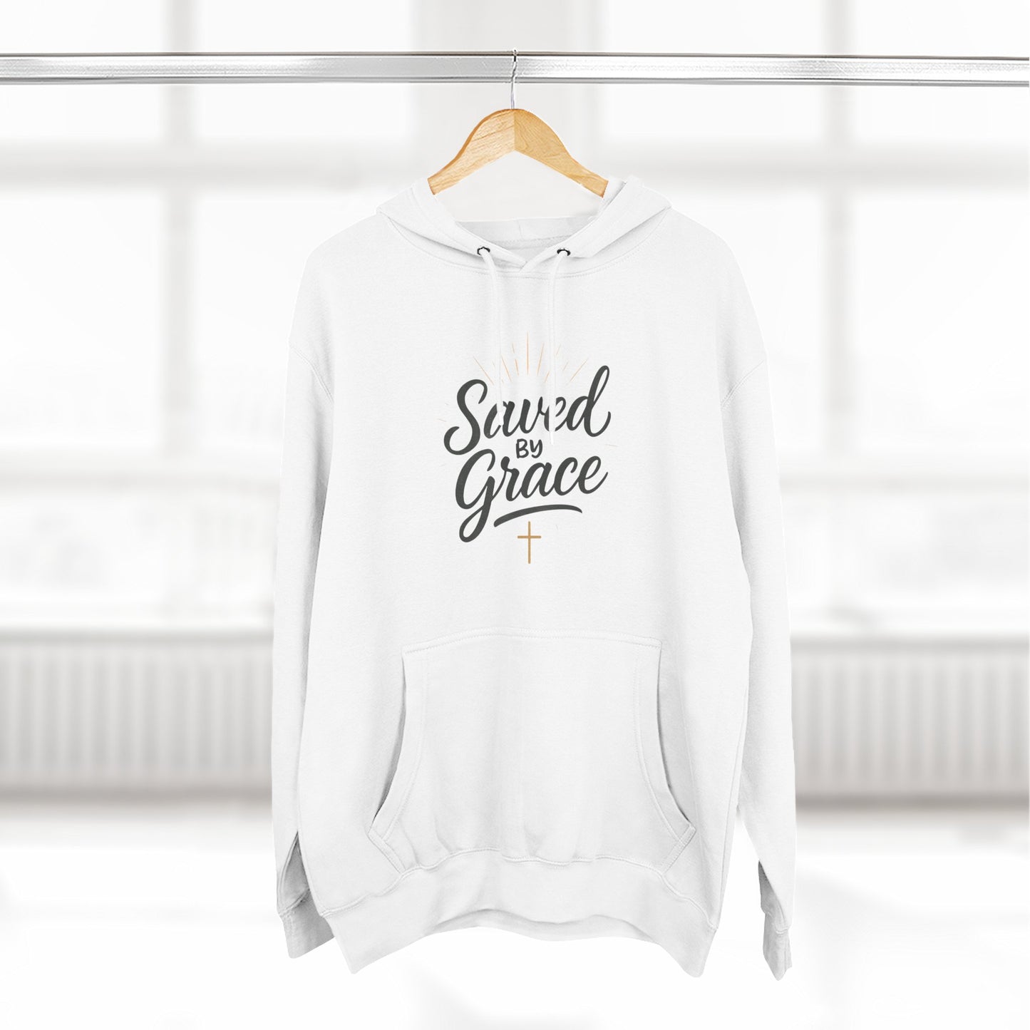 "Saved by Grace" Fleece Hoodie | Faith-Inspired Hoodie | Inspirational Sweatshirt, Christian Gift, Cozy Pullover, Spiritual Wear