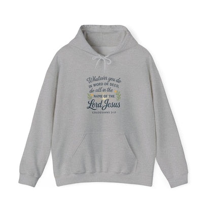 Colossians 3:17 "Do all things in the name of the Lord Jesus" Inspirational Jesus Hoodie