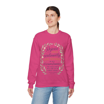 "Rejoice Always, Pray Continuously, Give Thanks" = Faith-Inspired Crewneck Sweatshirt