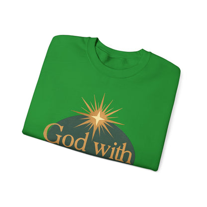 "God with Us" - Cozy Christmas Sweatshirt, Holiday Spirit Wear, Religious Gift, Unisex Crewneck