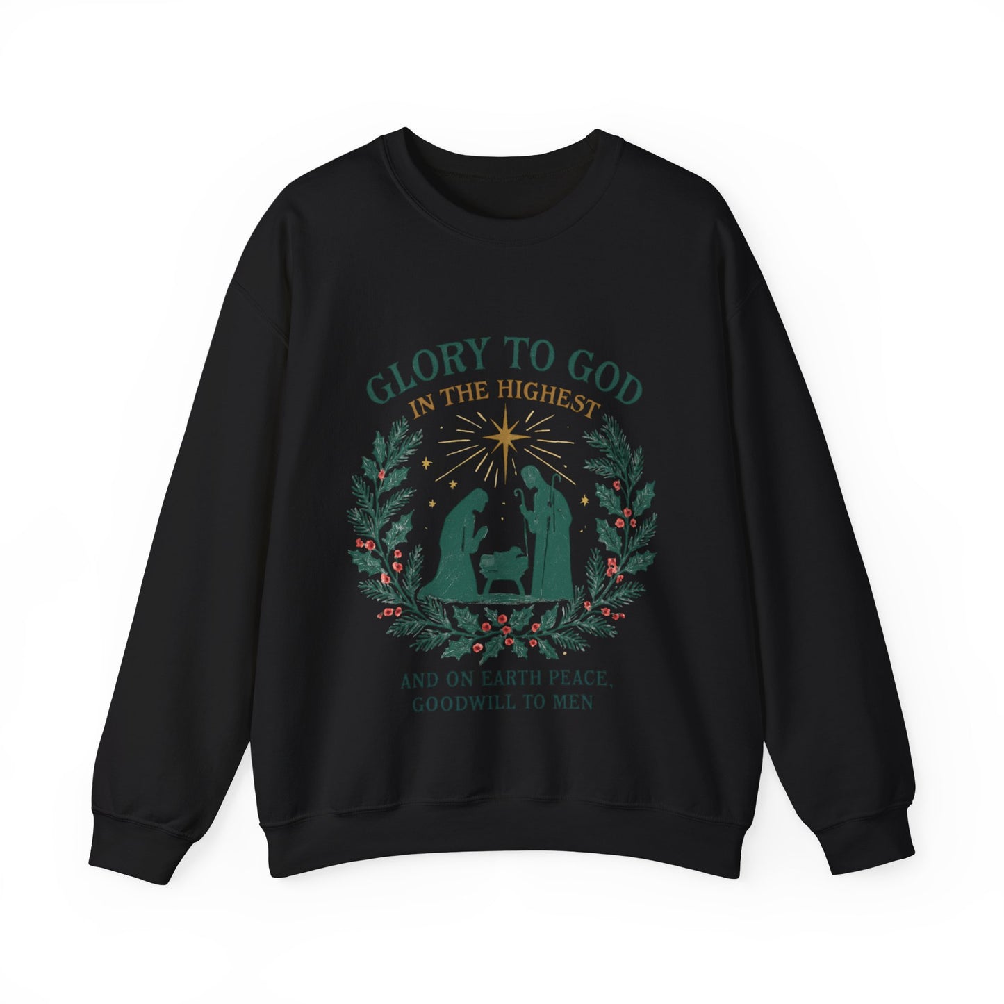 "Glory to God" - Christmas Nativity Sweatshirt, Unisex Crewneck, Holiday Apparel, Inspirational Clothing