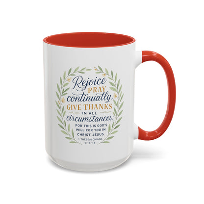 Inspirational Floral Coffee Mug - Rejoice, Pray, Give Thanks