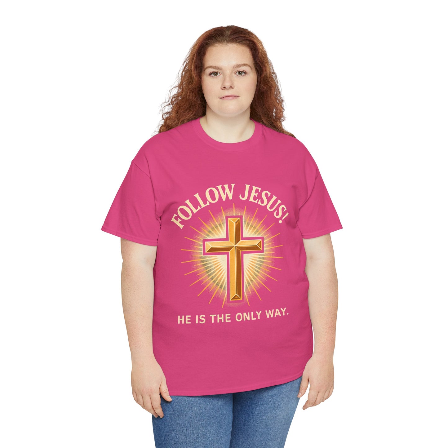 "Follow Jesus" Christian Faith Unisex Heavy Cotton Tee, Inspiration Apparel