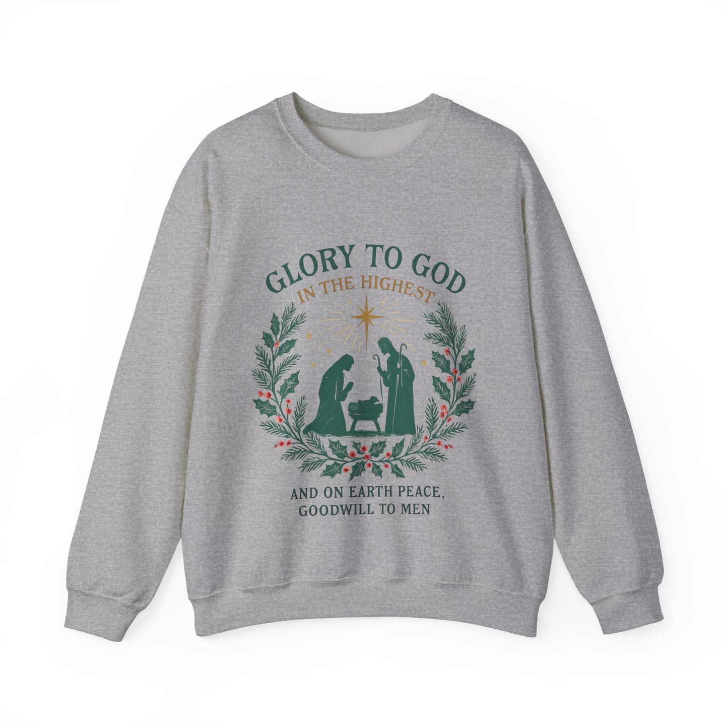 "Glory to God" - Christmas Nativity Sweatshirt, Unisex Crewneck, Holiday Apparel, Inspirational Clothing