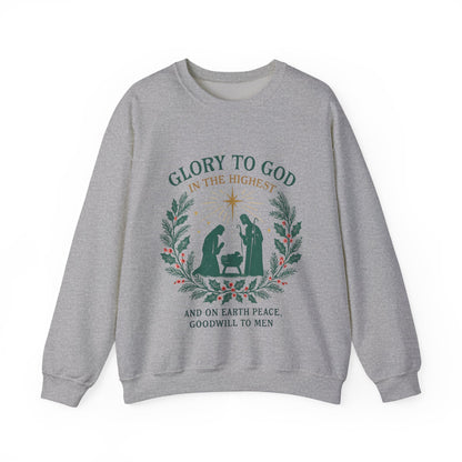 "Glory to God" - Christmas Nativity Sweatshirt, Unisex Crewneck, Holiday Apparel, Inspirational Clothing