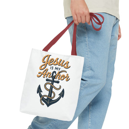 Nautical Tote Bag, "Jesus is My Anchor", Christian Gift, Faith-Inspired Bag, Beach or Everyday Use, Religious Themed Accessory