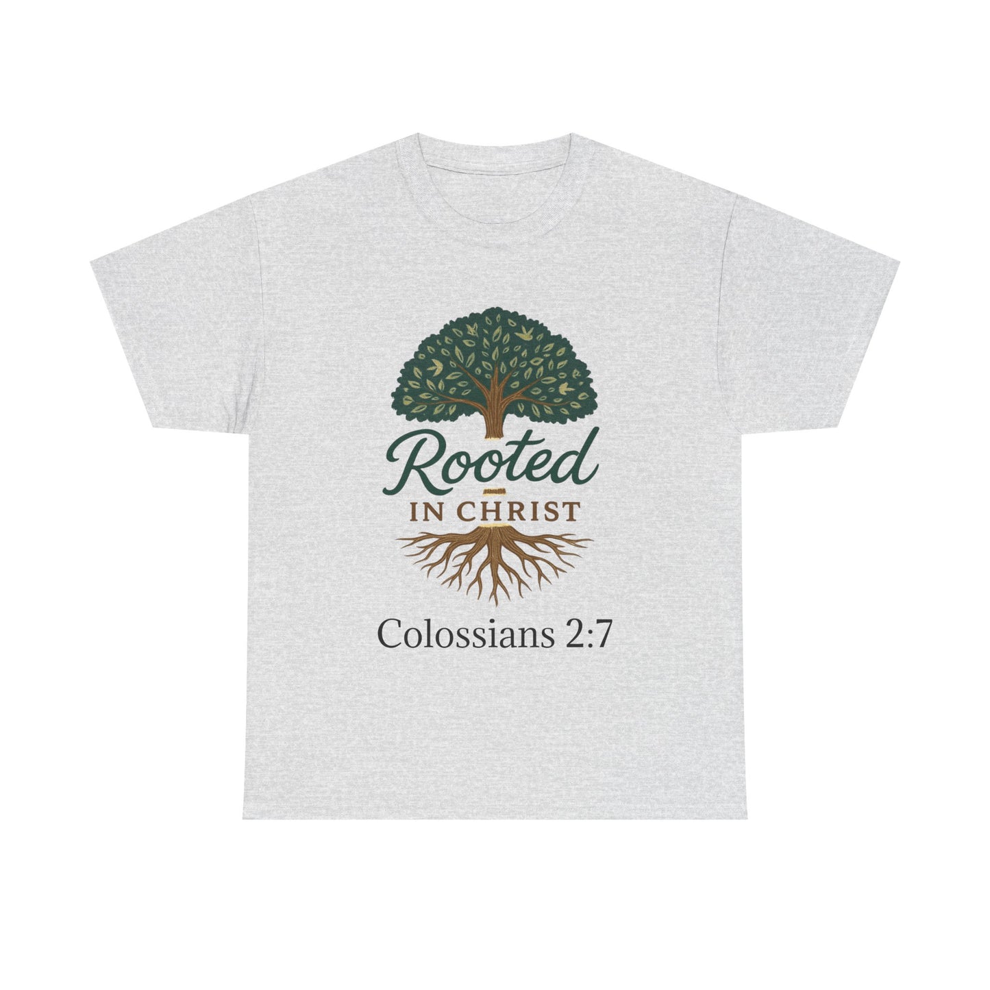 "Rooted in Christ" Tee - Unisex Heavy Cotton Shirt, Christian Apparel, Faith-Based Gift