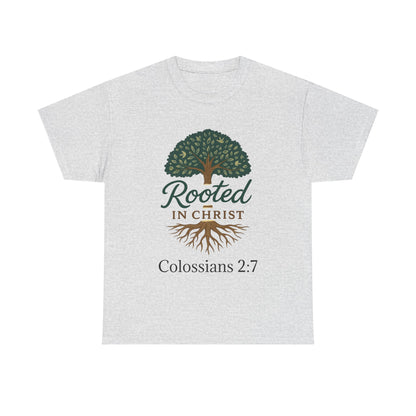 "Rooted in Christ" Tee - Unisex Heavy Cotton Shirt, Christian Apparel, Faith-Based Gift