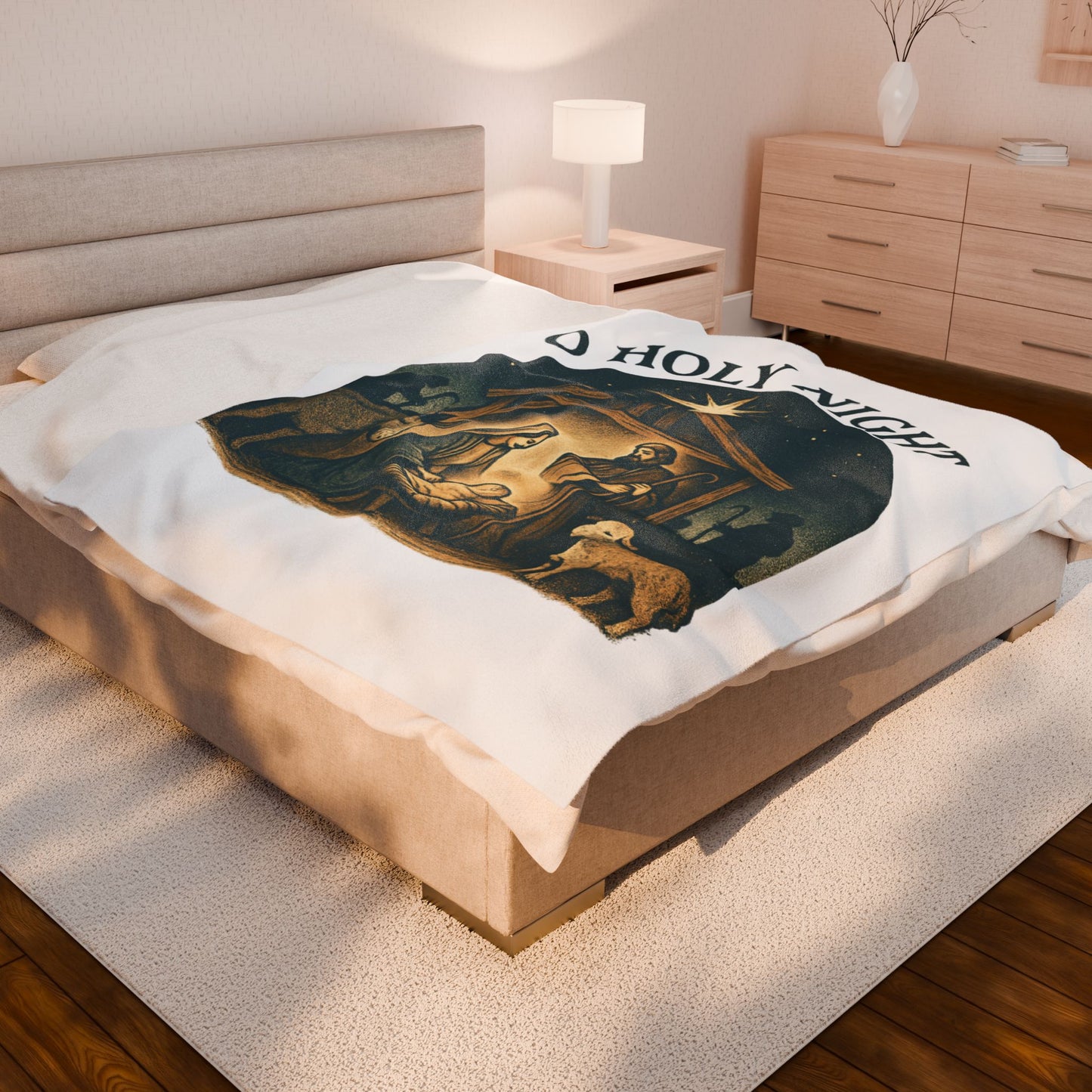 "O Holy Night" - Cozy Velveteen Plush Blanket for Winter, Perfect Gift for Christmas, Holiday Decor, Nursery, or Relaxing Evenings