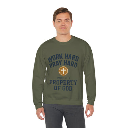 Work Hard Pray Hard Inspirational Crewneck Sweatshirt
