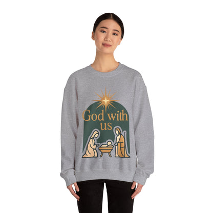 "God with Us" - Cozy Christmas Sweatshirt, Holiday Spirit Wear, Religious Gift, Unisex Crewneck