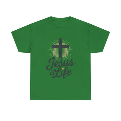 "Jesus is Life" - Front and Back - Faith-Inspired Unisex Heavy Cotton Tee