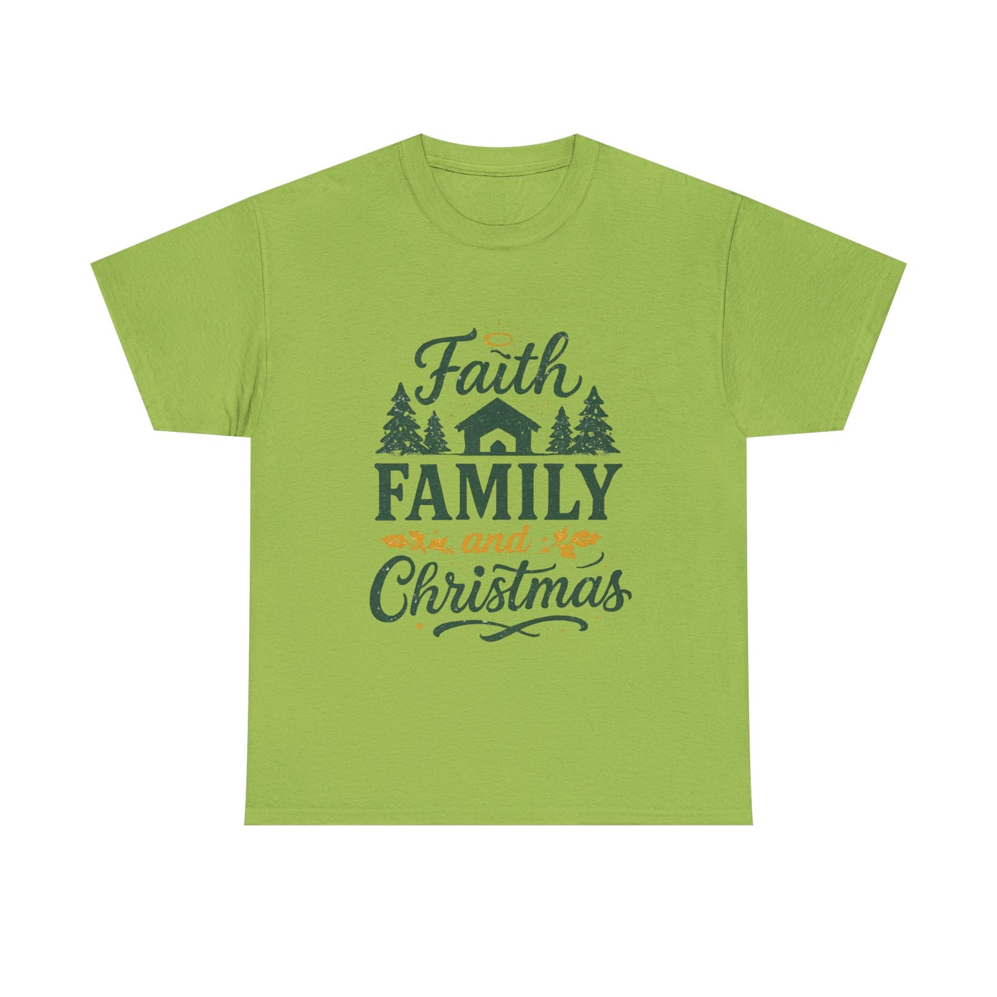 Faith, Family, and Christmas Unisex Heavy Cotton Tee