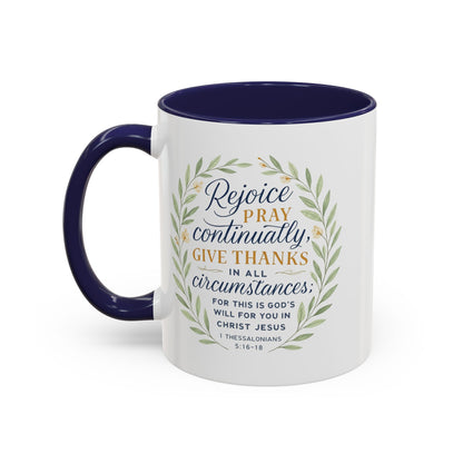 Inspirational Floral Coffee Mug - Rejoice, Pray, Give Thanks