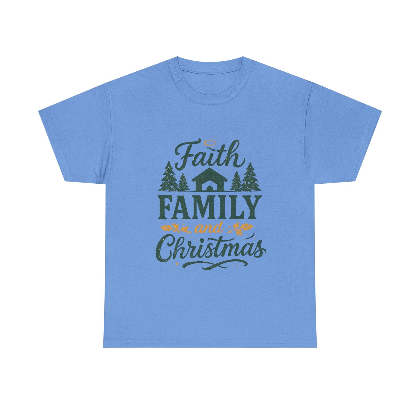 Faith, Family, and Christmas Unisex Heavy Cotton Tee