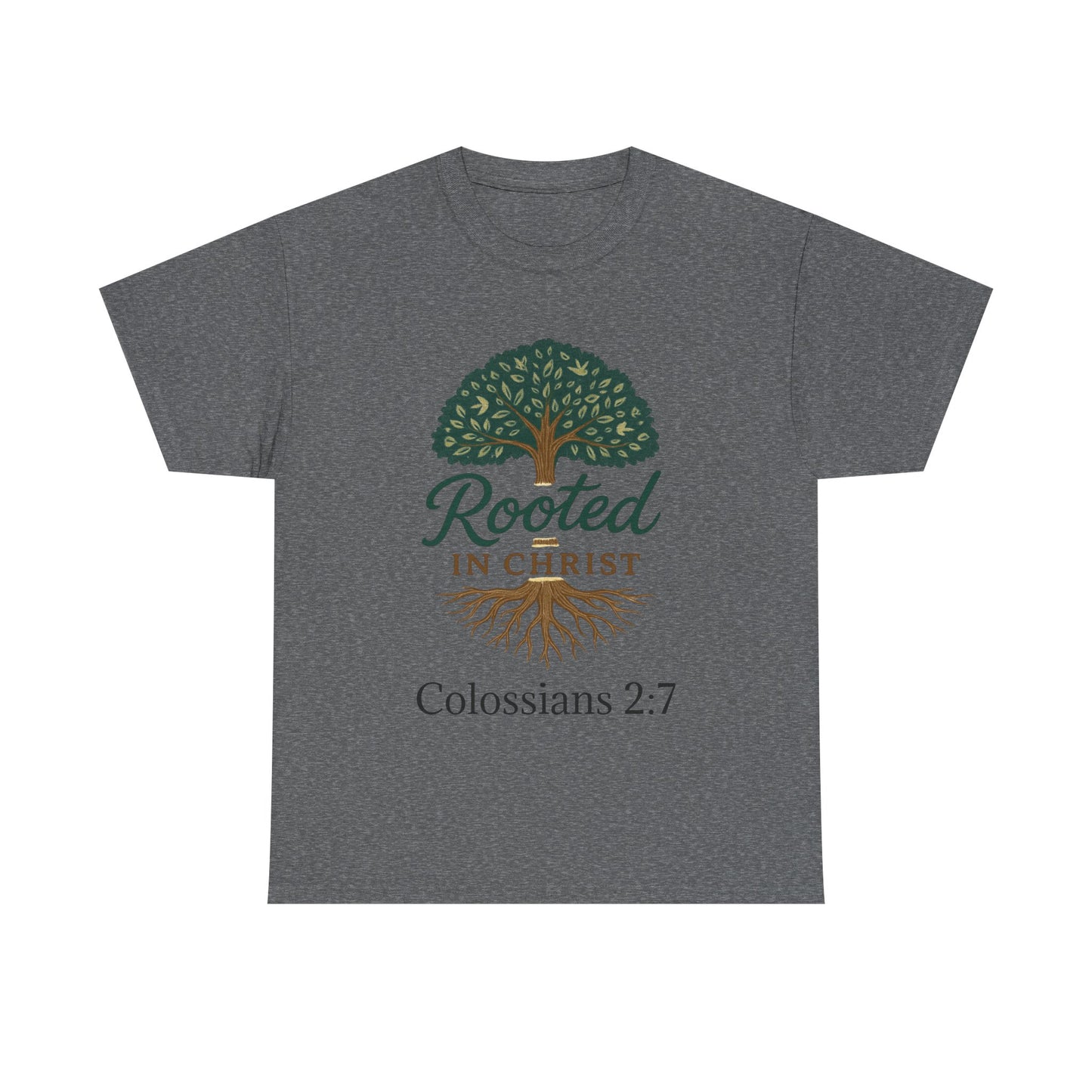 "Rooted in Christ" Tee - Unisex Heavy Cotton Shirt, Christian Apparel, Faith-Based Gift