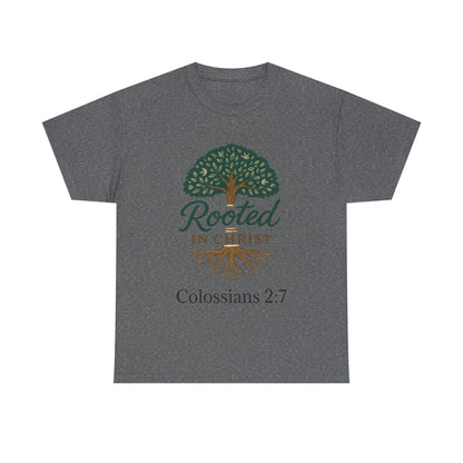 "Rooted in Christ" Tee - Unisex Heavy Cotton Shirt, Christian Apparel, Faith-Based Gift