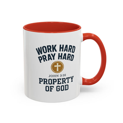 "Work Hard, Pray Hard" Inspirational Coffee Mug (11, 15oz)