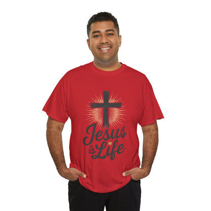 "Jesus is Life" - Front and Back - Faith-Inspired Unisex Heavy Cotton Tee