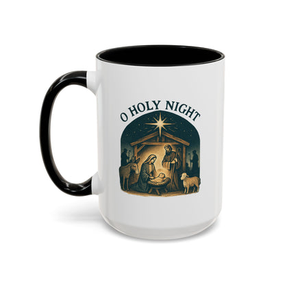 O Holy Night" - Christmas Themed Coffee Mug, Holiday Gift, Festive Kitchen Decor