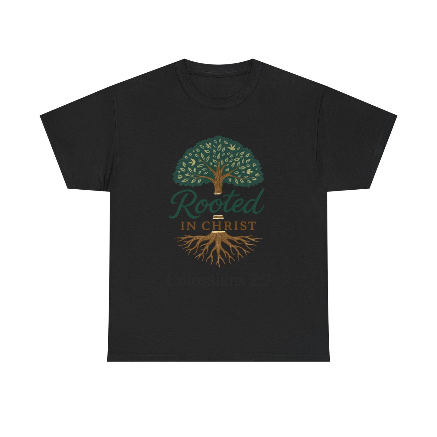 "Rooted in Christ" Tee - Unisex Heavy Cotton Shirt, Christian Apparel, Faith-Based Gift