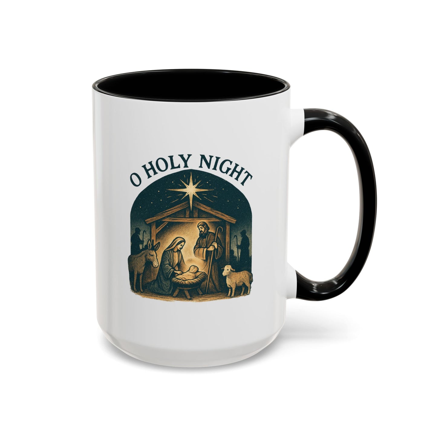 O Holy Night" - Christmas Themed Coffee Mug, Holiday Gift, Festive Kitchen Decor