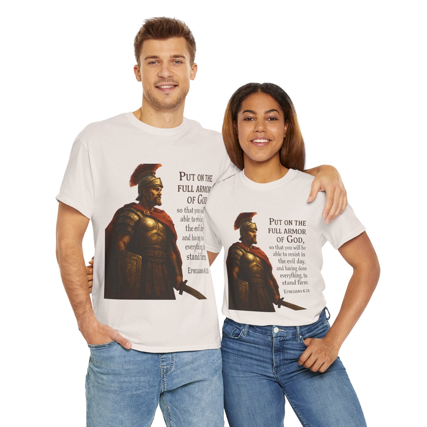 Ephesians 6:13 "Put on the full armor of God" Christian Print Tee