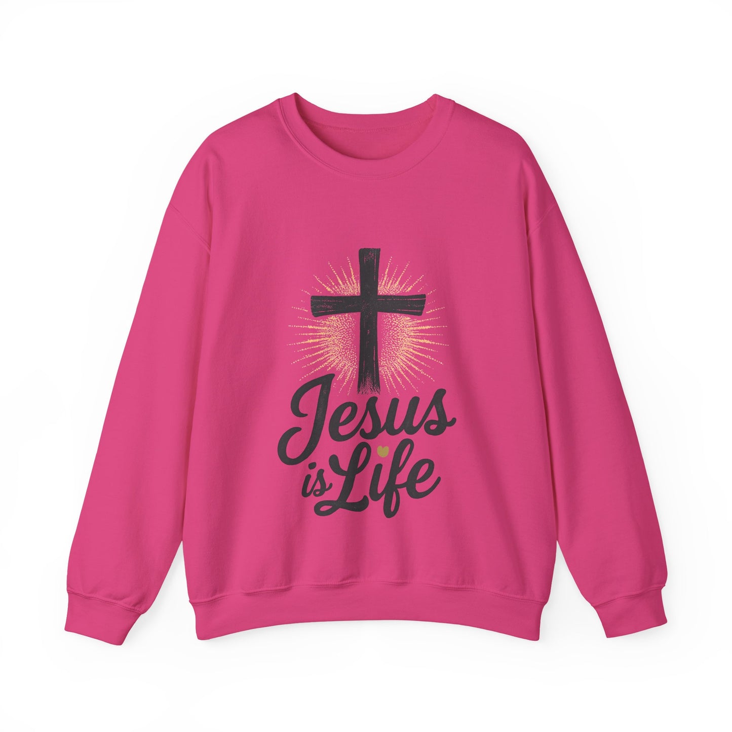 "Jesus is Life" - Christian Inspirational Crewneck Sweatshirt