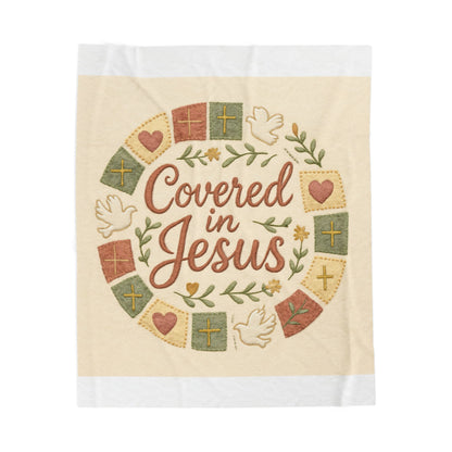 Covered in Jesus Velveteen Plush Blanket