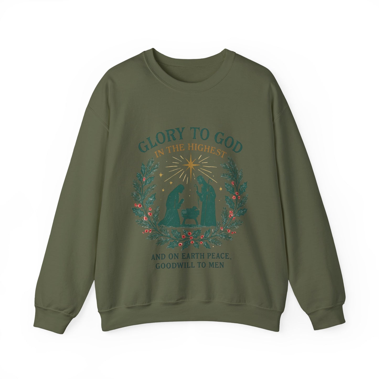 "Glory to God" - Christmas Nativity Sweatshirt, Unisex Crewneck, Holiday Apparel, Inspirational Clothing