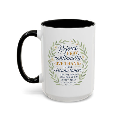 Inspirational Floral Coffee Mug - Rejoice, Pray, Give Thanks