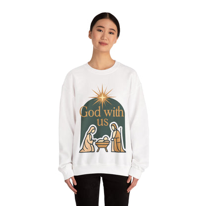 "God with Us" - Cozy Christmas Sweatshirt, Holiday Spirit Wear, Religious Gift, Unisex Crewneck
