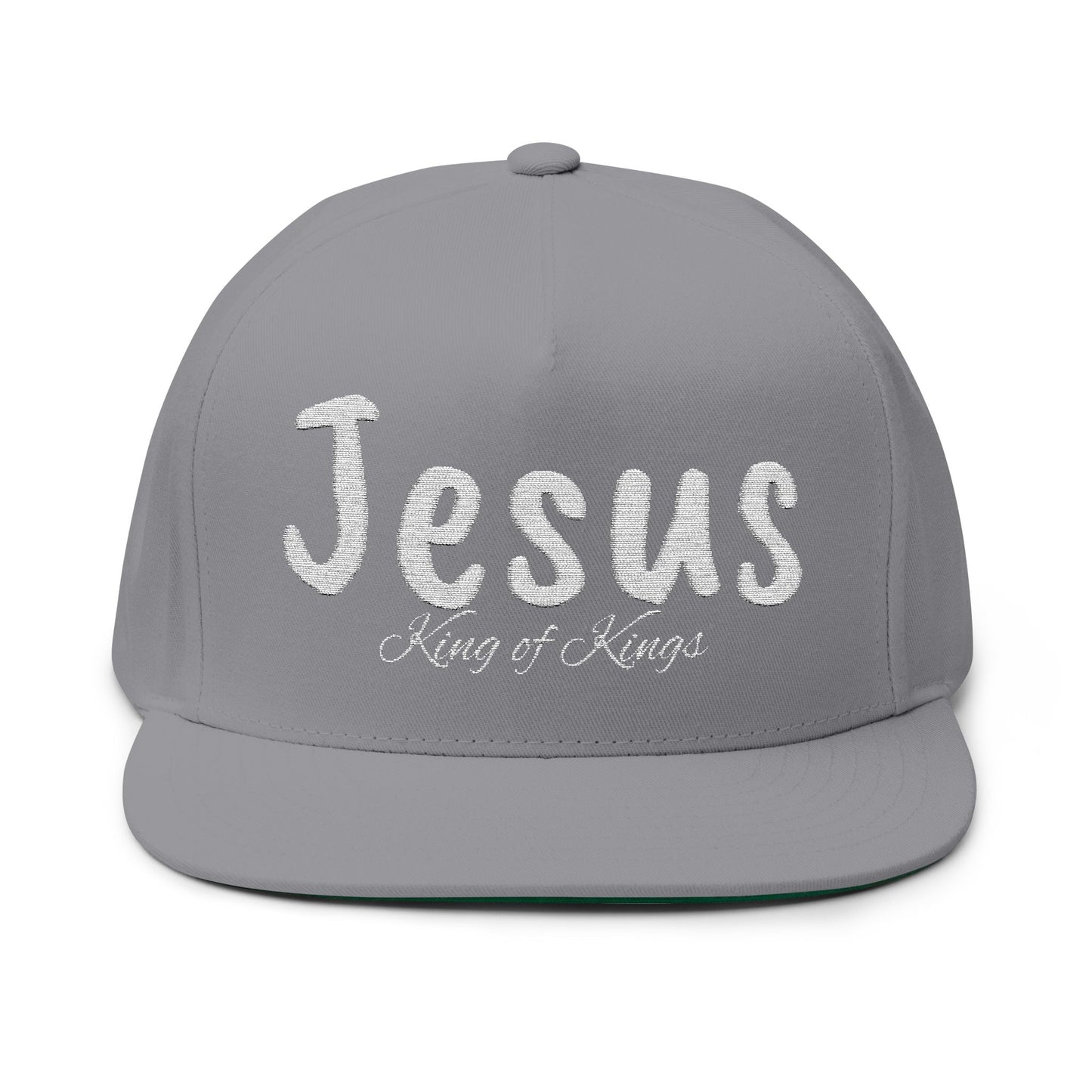 Embroidered "Jesus King of Kings" Flat Bill Cap - Faith Hat, Casual Wear, Religious Gift, Christian Apparel, Church Events