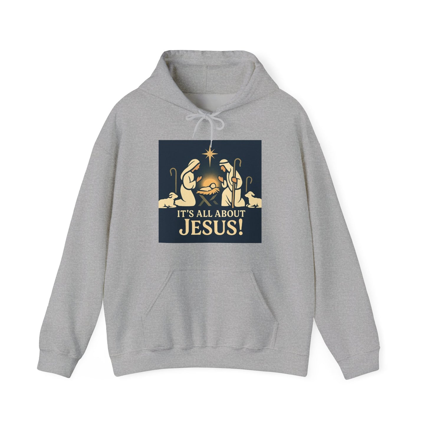 "It's all about Jesus" - Christian Hooded Sweatshirt, Unisex Cozy Hoody for Jesus Lovers, Perfect for Faith, Holidays, and Everyday Wear