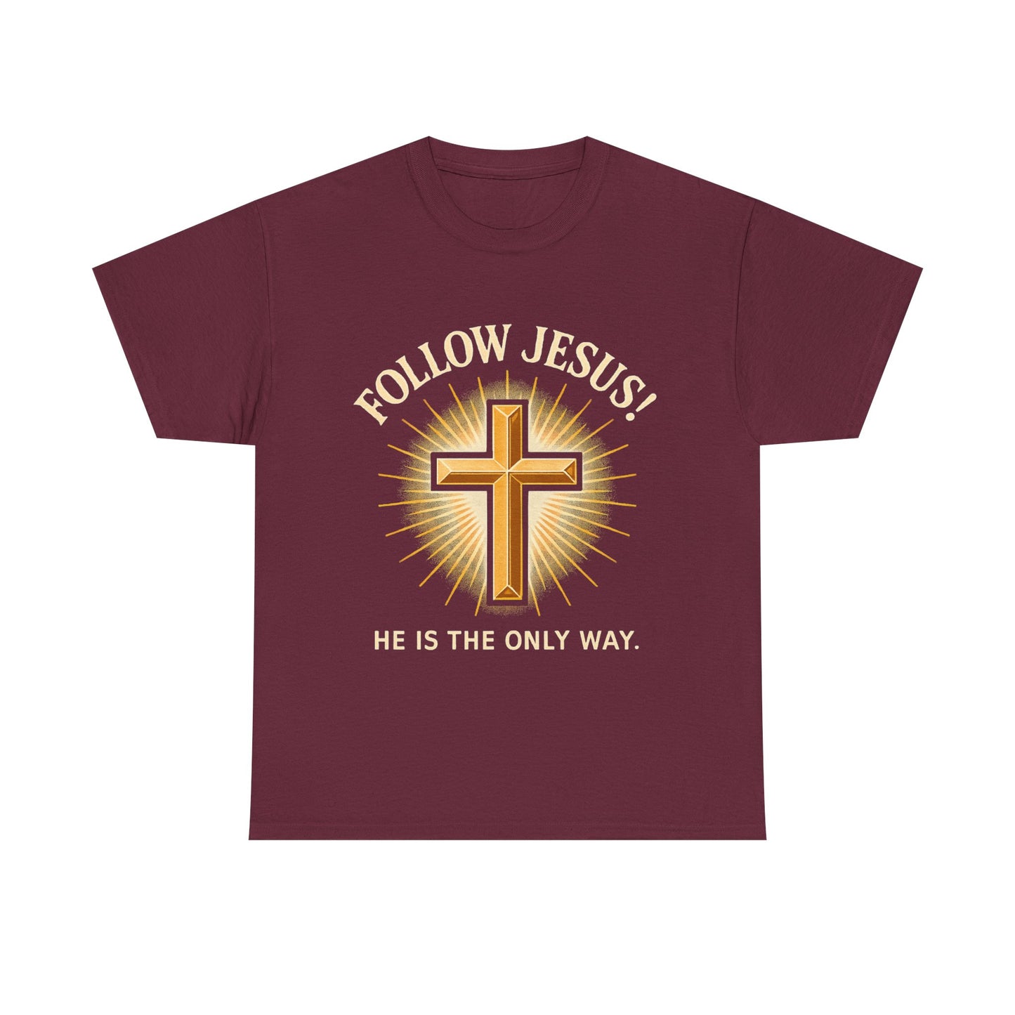 "Follow Jesus" Christian Faith Unisex Heavy Cotton Tee, Inspiration Apparel