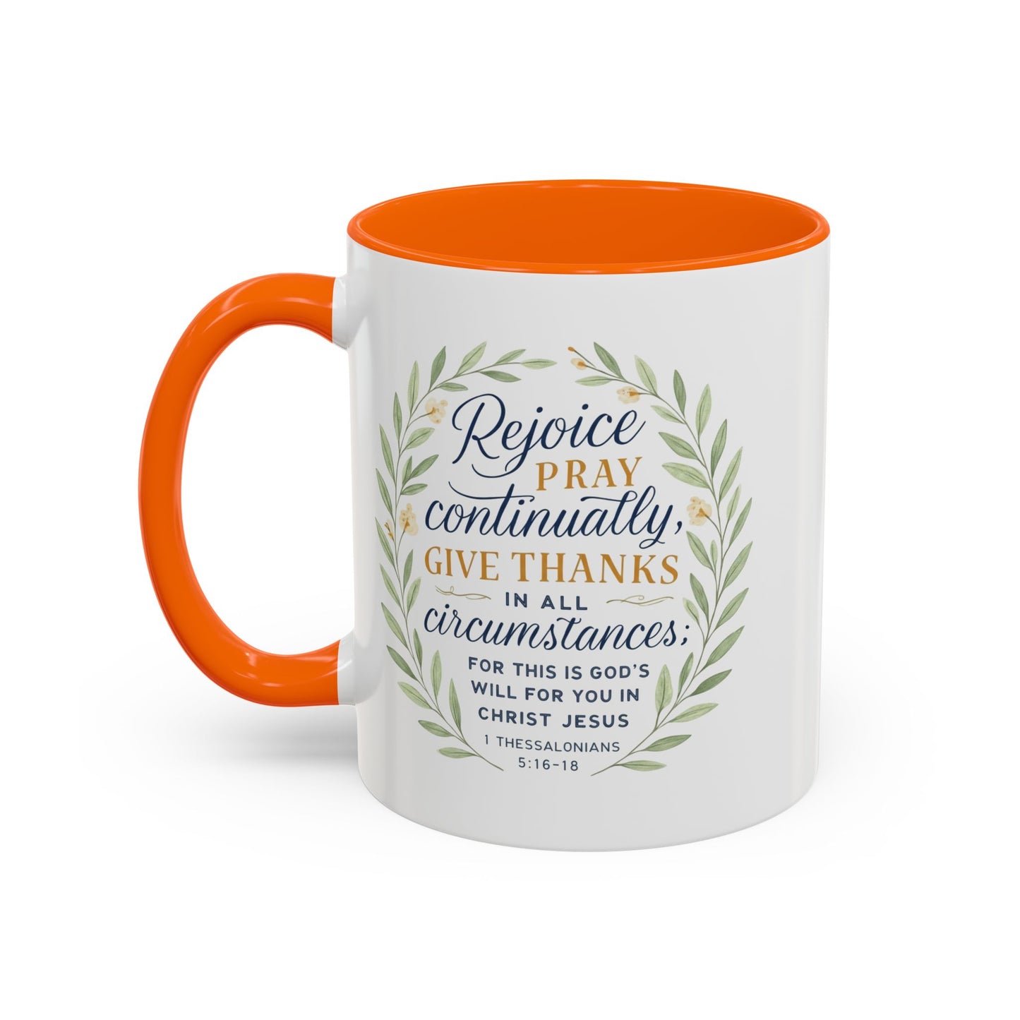 Inspirational Floral Coffee Mug - Rejoice, Pray, Give Thanks