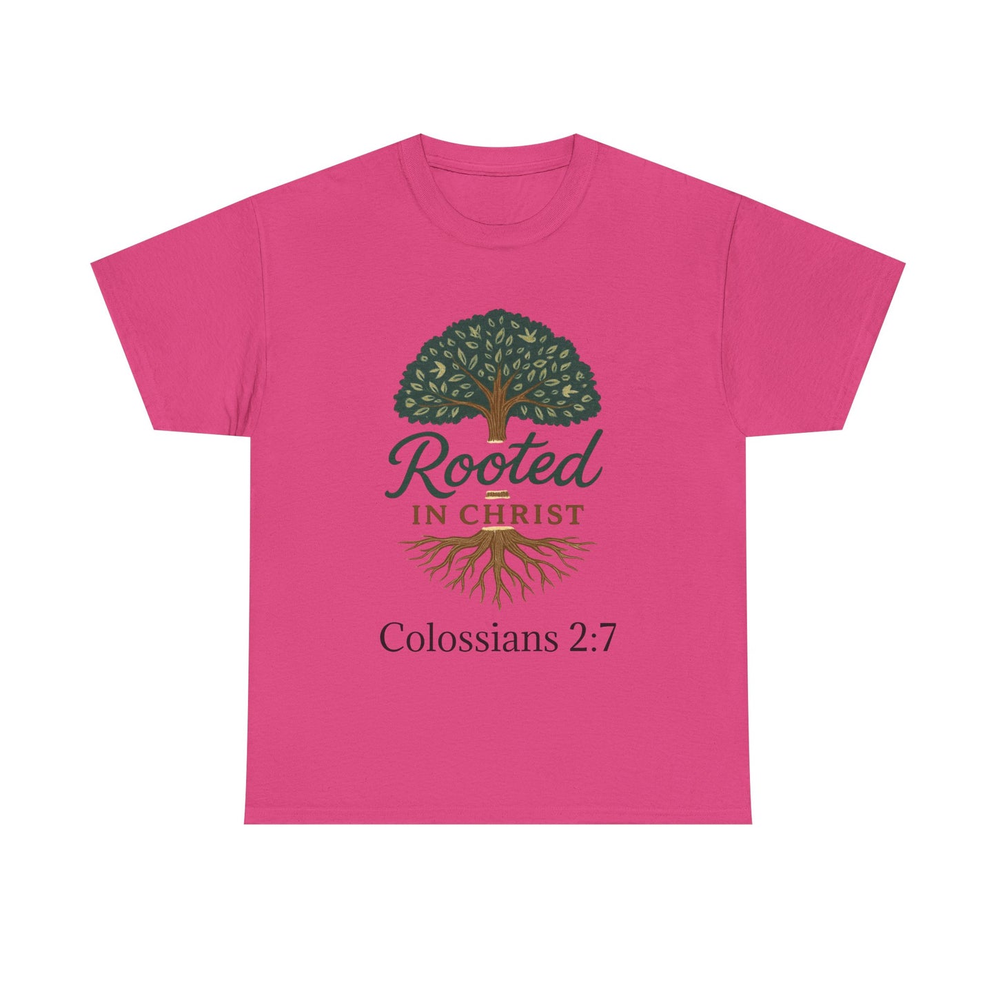 "Rooted in Christ" Tee - Unisex Heavy Cotton Shirt, Christian Apparel, Faith-Based Gift
