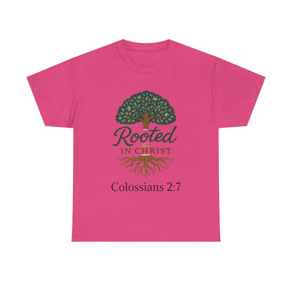 "Rooted in Christ" Tee - Unisex Heavy Cotton Shirt, Christian Apparel, Faith-Based Gift
