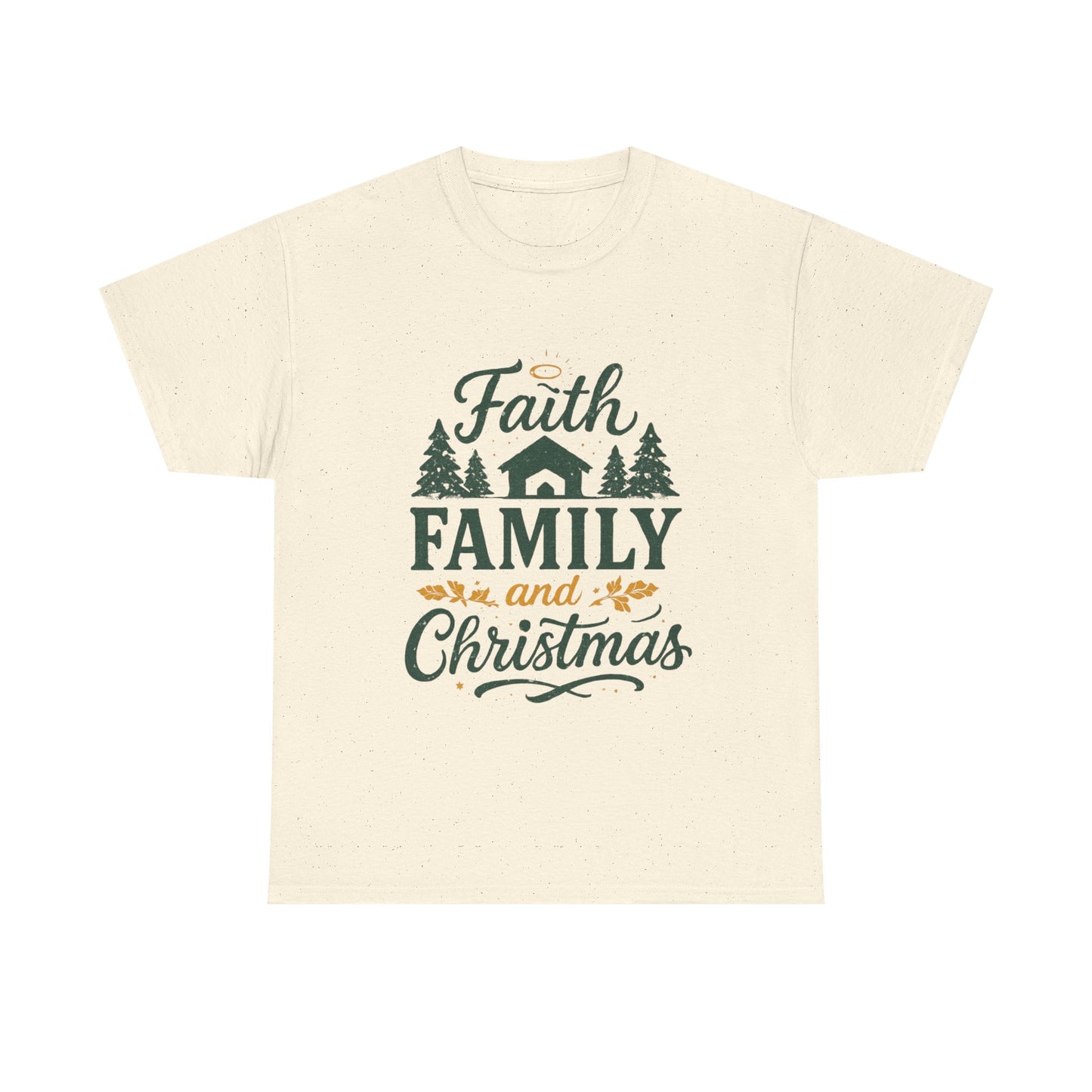 Faith, Family, and Christmas Unisex Heavy Cotton Tee