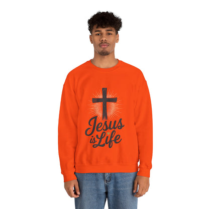 "Jesus is Life" - Christian Inspirational Crewneck Sweatshirt