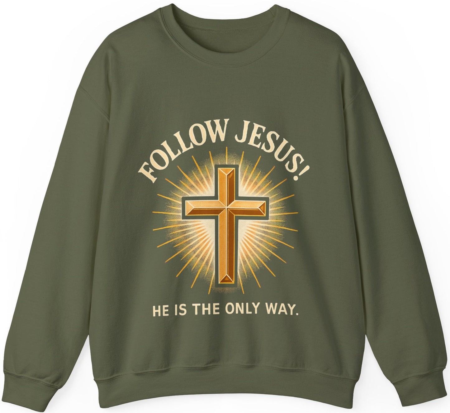 "Follow Jesus" Faith-Inspired Crewneck Sweatshirt Christian Apparel, Gift for Believers, Religious Sweatshirt, Inspirational Fashion