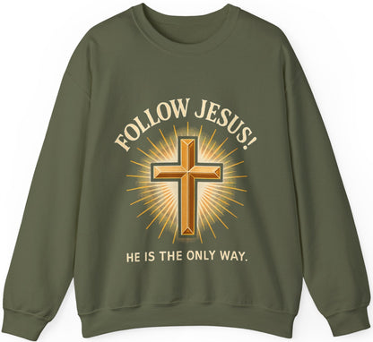 "Follow Jesus" Faith-Inspired Crewneck Sweatshirt Christian Apparel, Gift for Believers, Religious Sweatshirt, Inspirational Fashion
