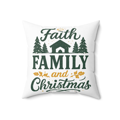 Festive Faith Family Christmas Pillow