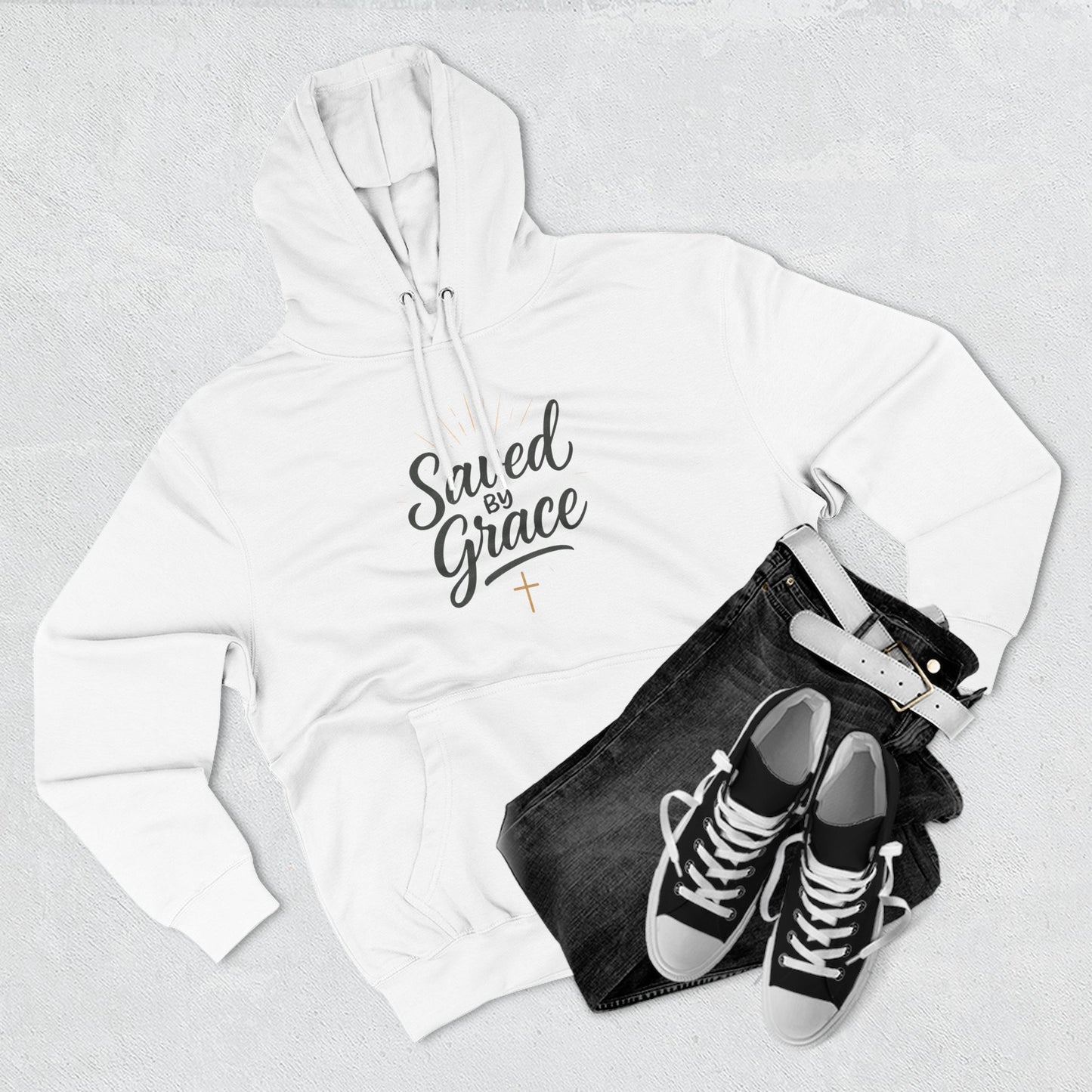 "Saved by Grace" Fleece Hoodie | Faith-Inspired Hoodie | Inspirational Sweatshirt, Christian Gift, Cozy Pullover, Spiritual Wear