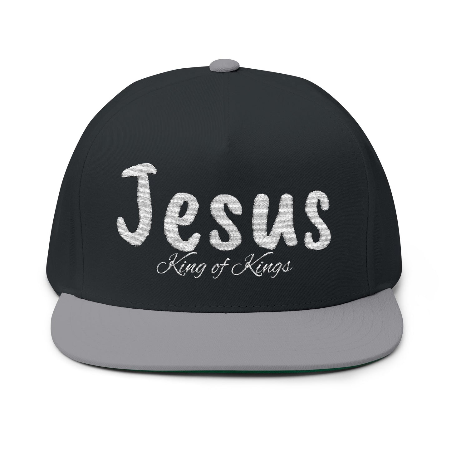 Embroidered "Jesus King of Kings" Flat Bill Cap - Faith Hat, Casual Wear, Religious Gift, Christian Apparel, Church Events